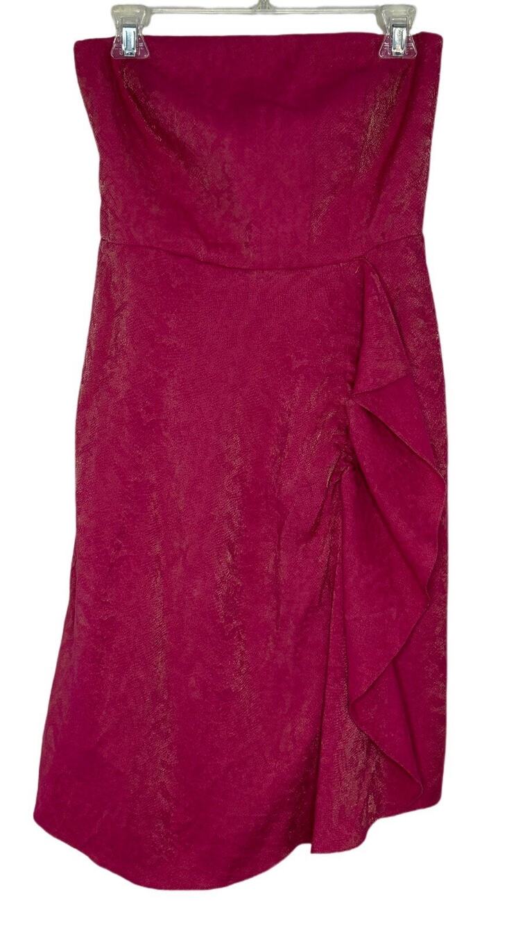 Antonio Melani Women’s Hot Pink Reptile Strapless Faux Wrap Dress Size 4